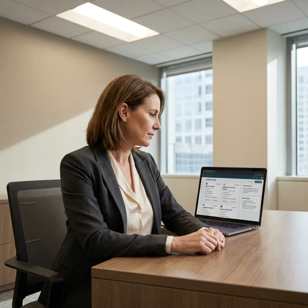 Recruiter reviewing energy sector candidate profiles