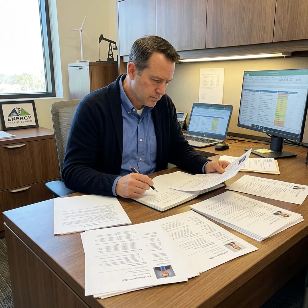 Recruiter reviewing engineering candidate profiles