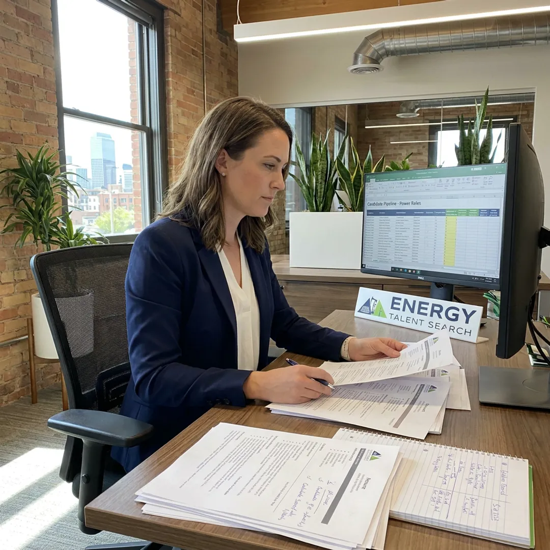 Recruiter reviewing energy candidate profiles