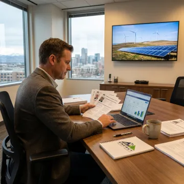 Executive recruiter reviewing energy engineering candidates