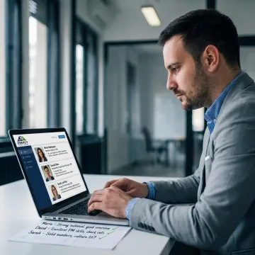 Recruiter reviewing energy and finance candidate profiles