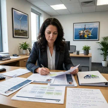 Direct hire recruiter reviewing energy candidate profiles