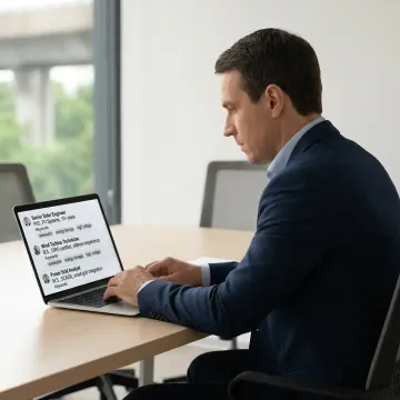 Recruiter reviewing energy engineering candidate profiles