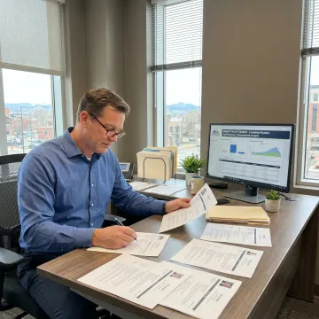 Recruiter reviewing finance candidates for an energy company