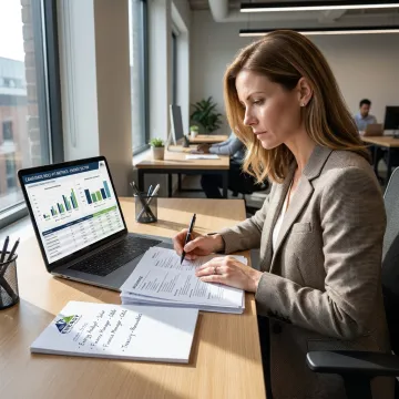 Recruiter reviewing accounting candidates for energy company roles