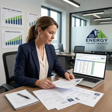 Finance recruiter reviewing energy sector candidates