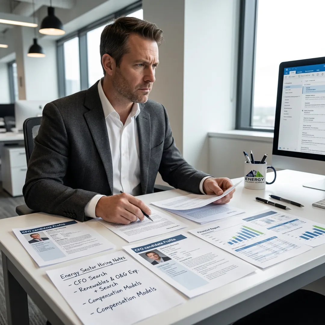 Recruiter reviewing CFO candidate profiles