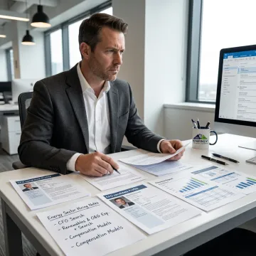 Recruiter reviewing CFO candidate profiles