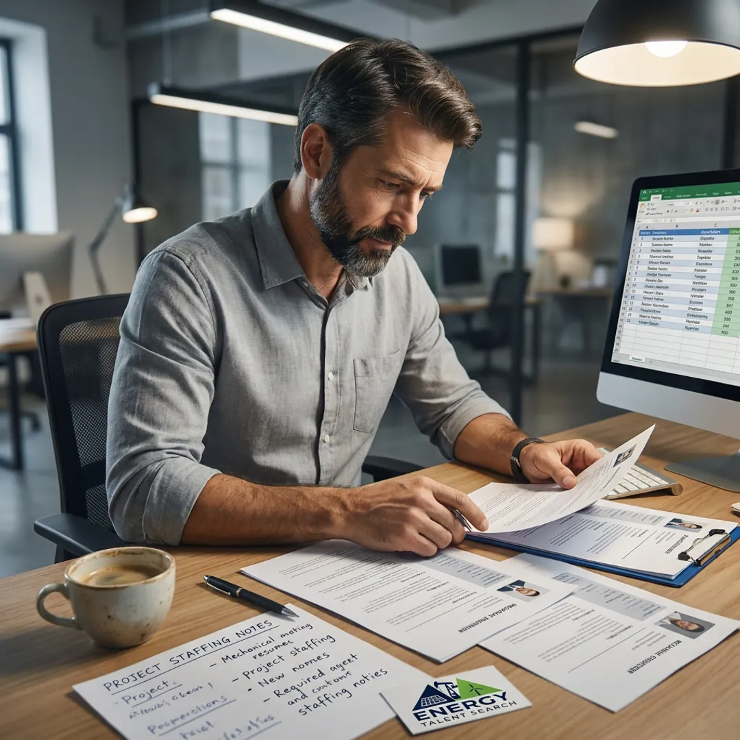 Recruiter reviewing engineering candidate profiles