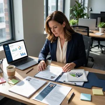 Recruiter reviewing engineering candidate profiles