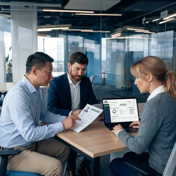 Cleantech recruitment team reviewing energy candidates