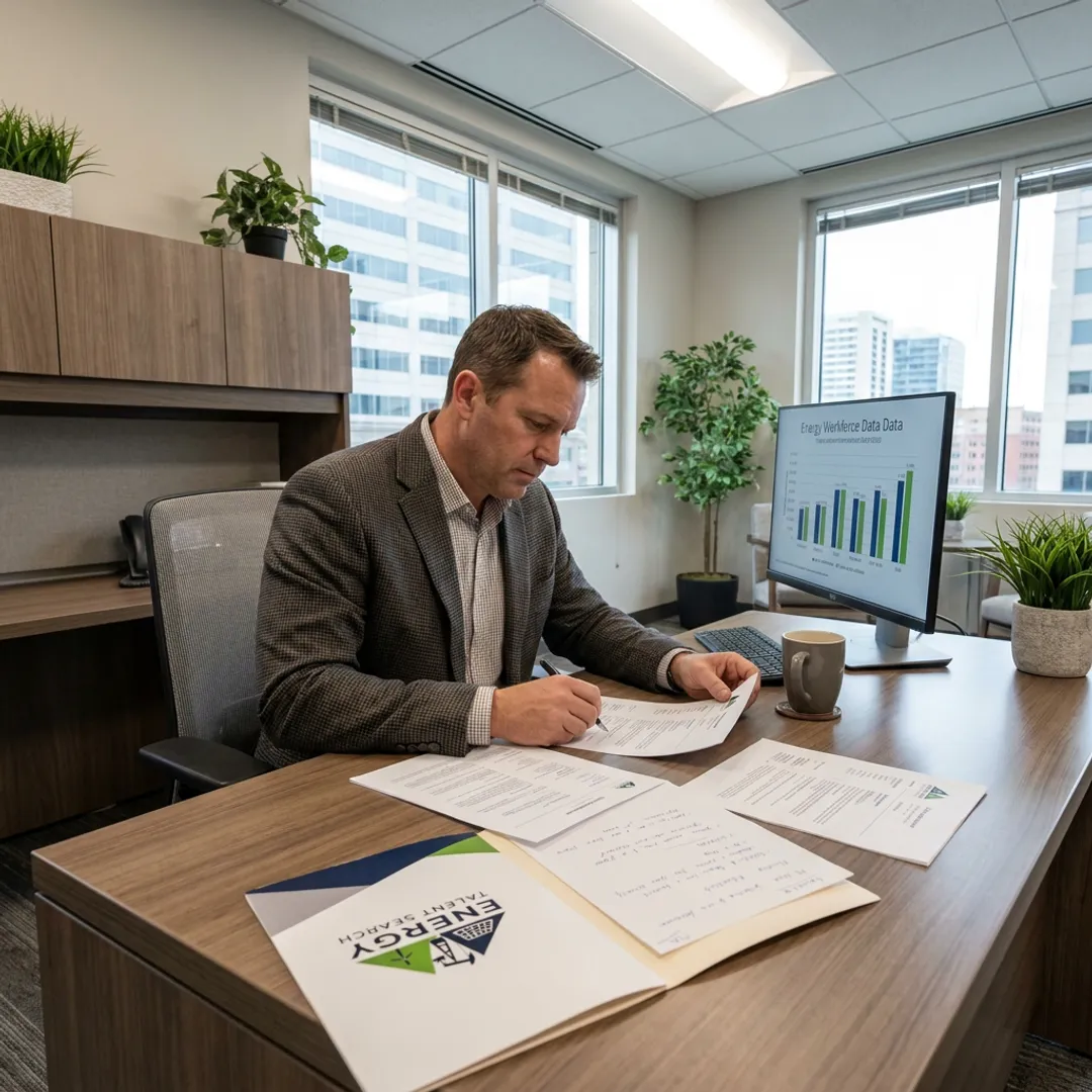 Recruiter reviewing energy hiring strategy