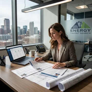 Energy recruiter reviewing engineering resumes