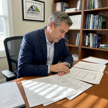 Recruiter reviewing candidate profiles for energy hiring
