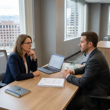 Energy recruiter interviewing finance professional