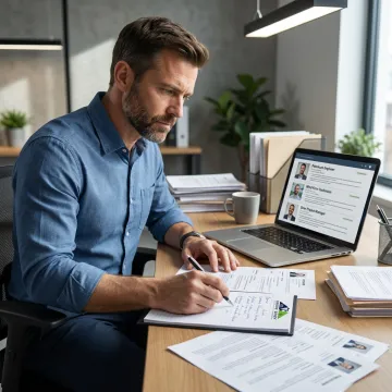 Recruiter reviewing energy candidate profiles