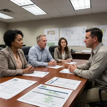 Recruiters reviewing construction staffing plans