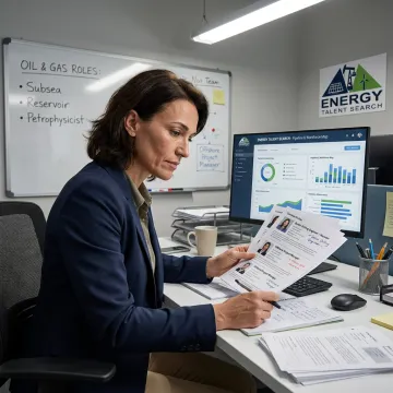 Recruiter reviewing energy candidate profiles