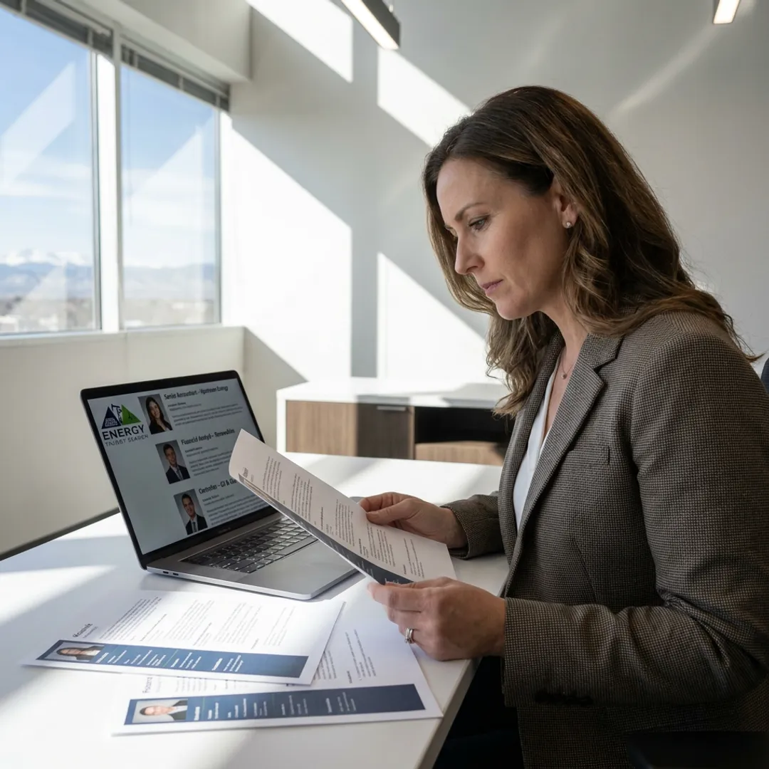 Recruiter reviewing finance candidate profiles