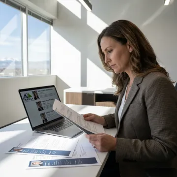 Recruiter reviewing finance candidate profiles