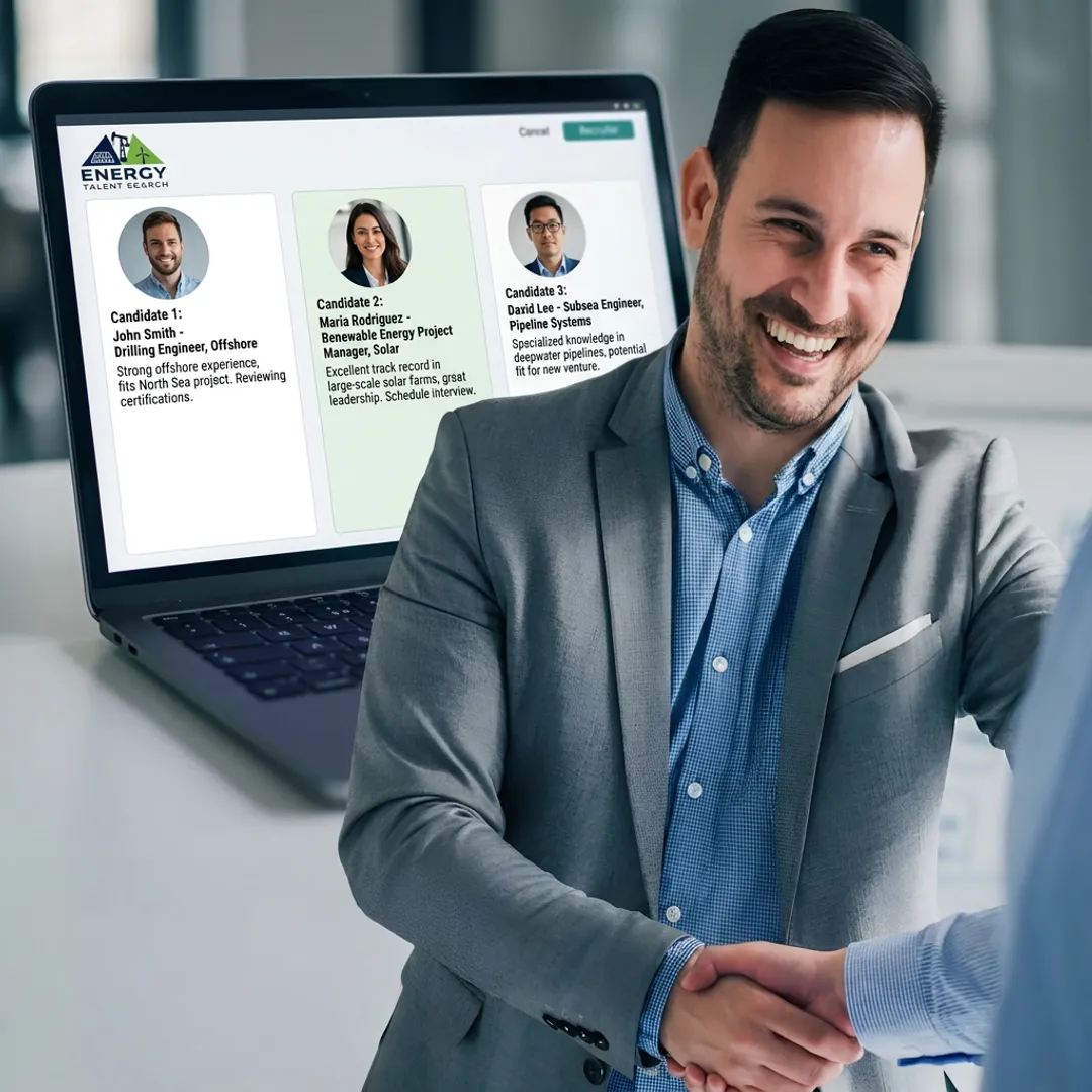 Recruiter reviewing energy candidate profiles