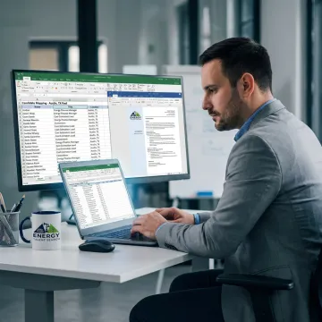 Recruiter reviewing candidate profiles for energy and finance hiring
