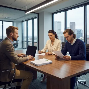 Finance recruiter meeting with energy company hiring team