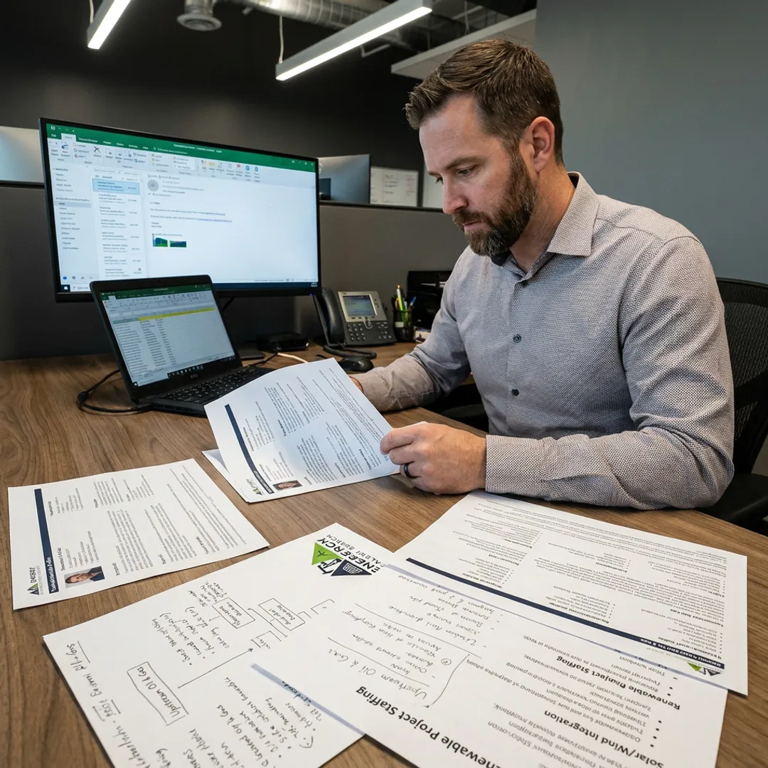 Recruiter reviewing energy candidate profiles
