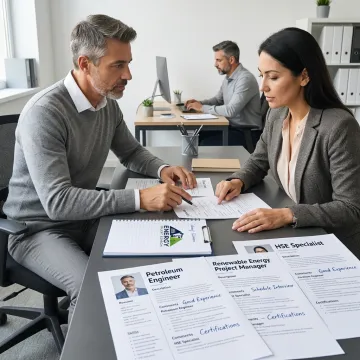 Energy recruiter discussing candidate profiles