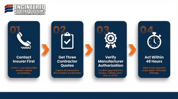 4-step hail damage insurance claim and contractor vetting process flow