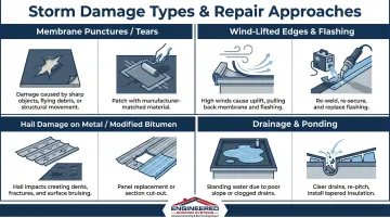 Commercial roof repair methods by storm damage type comparison chart