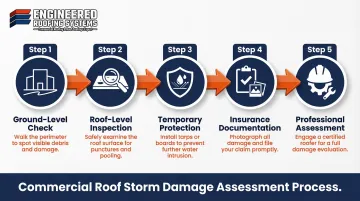 5-step commercial roof storm damage assessment process flow diagram