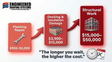 Flashing repair cost escalation timeline from minor repair to structural replacement