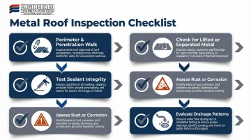Five-step commercial roof flashing professional inspection checklist process flow