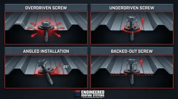 Four fastener failure modes on commercial metal roofs visual diagram