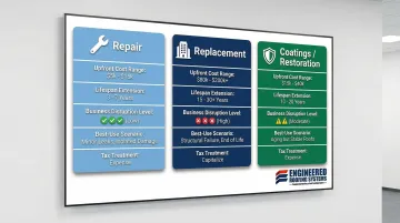 Repair versus replacement versus roof coating cost and lifespan comparison chart