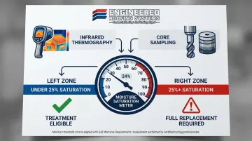 Industrial roof moisture survey 25 percent threshold decision diagram infrared and core sampling