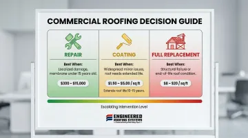 Repair versus coating versus full replacement decision framework for commercial flat roofs