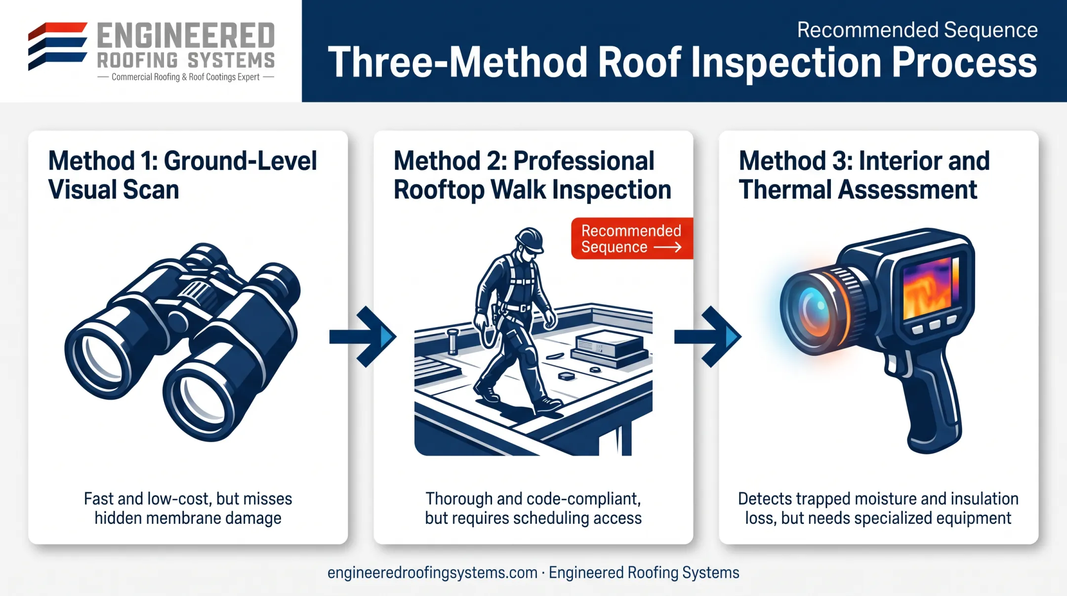 Three-method commercial roof storm damage inspection process comparison
