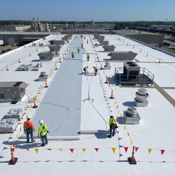 Industrial facility receiving a new roofing system
