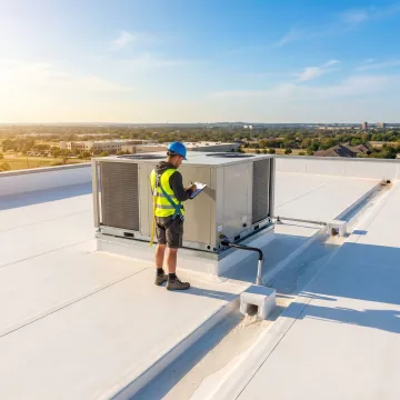 Commercial roof inspection on an industrial building