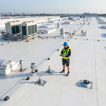 Commercial roof inspection on an industrial facility
