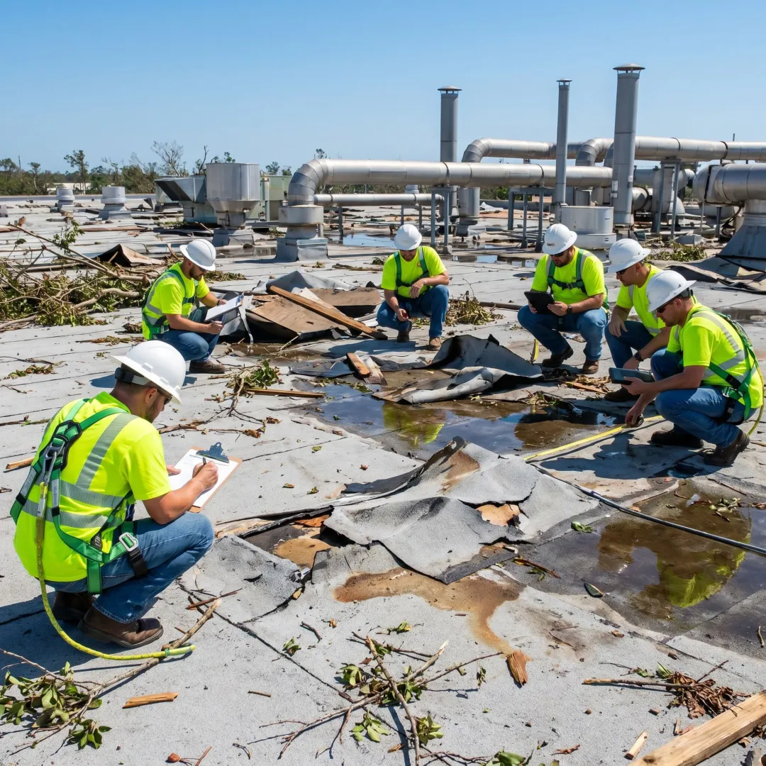 Emergency Storm Damage Roof Repair — Commercial Contractors