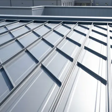 Commercial standing seam metal roof close-up