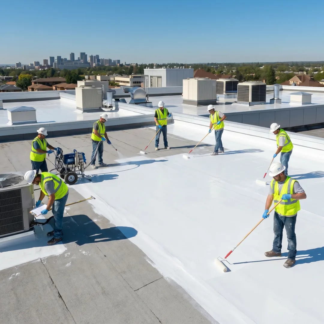Industrial roof coating application process