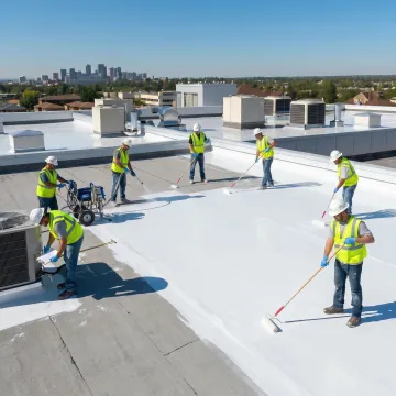 Industrial roof coating application process