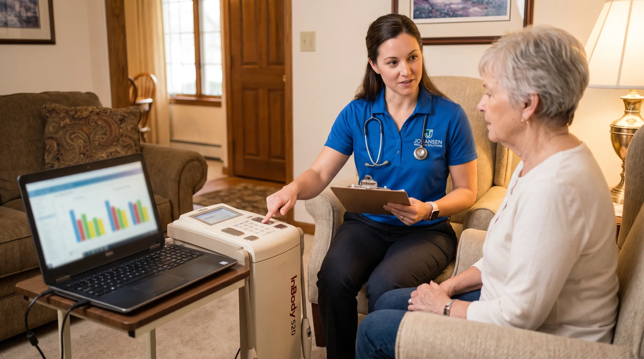 Enrich Gifts practitioner conducting InBody body composition assessment