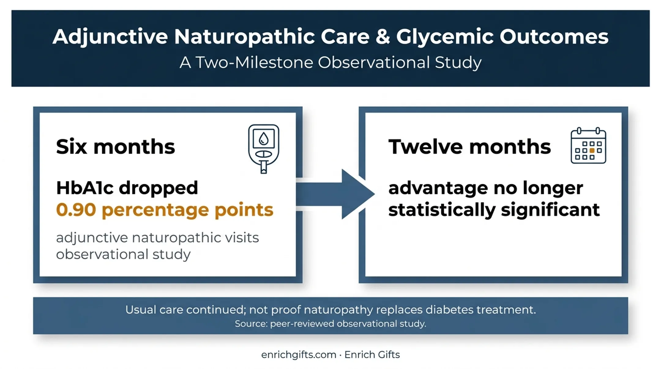 Six-month and twelve-month naturopathic diabetes study outcome timeline