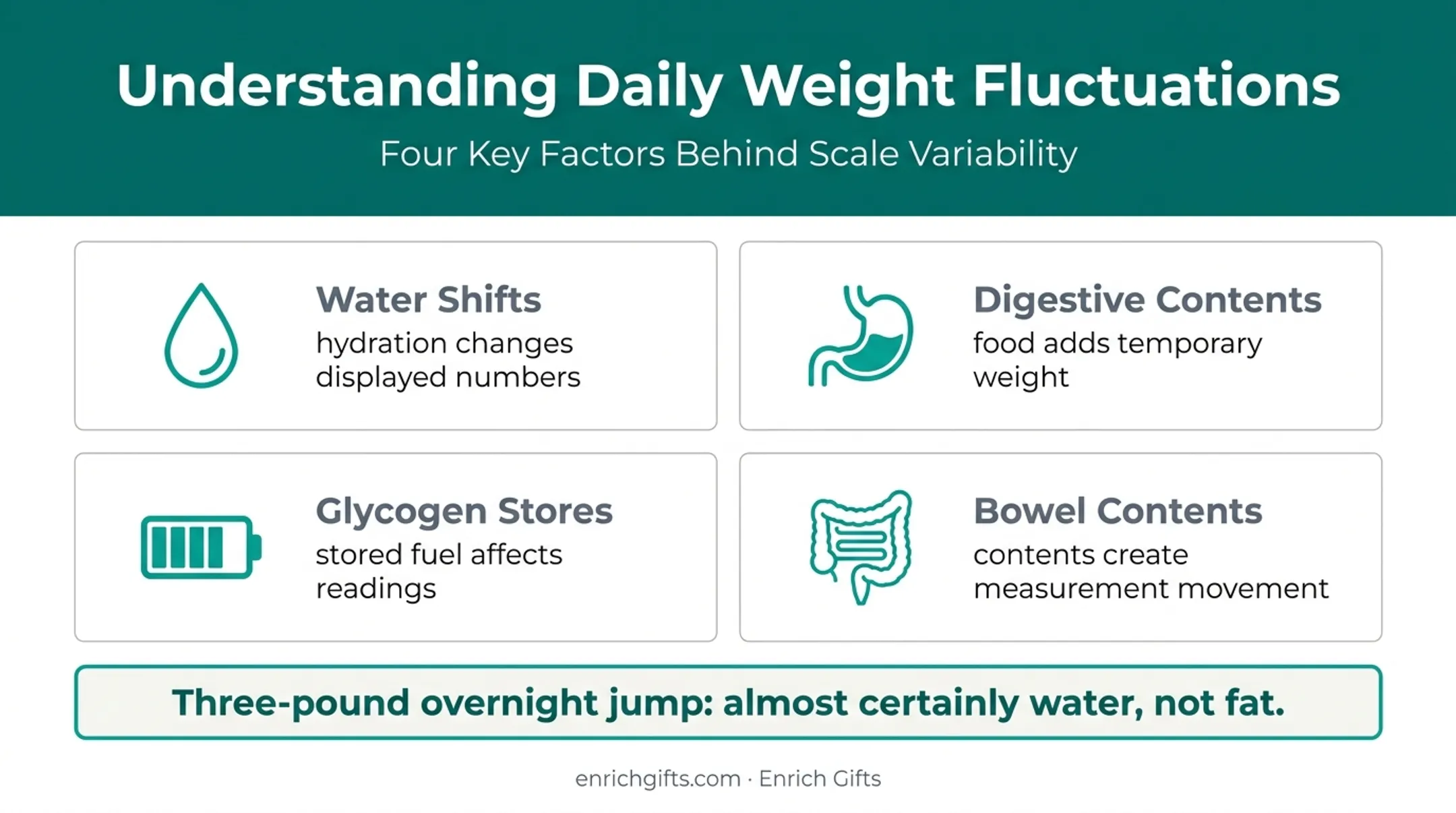 Four causes of daily body composition scale reading fluctuations