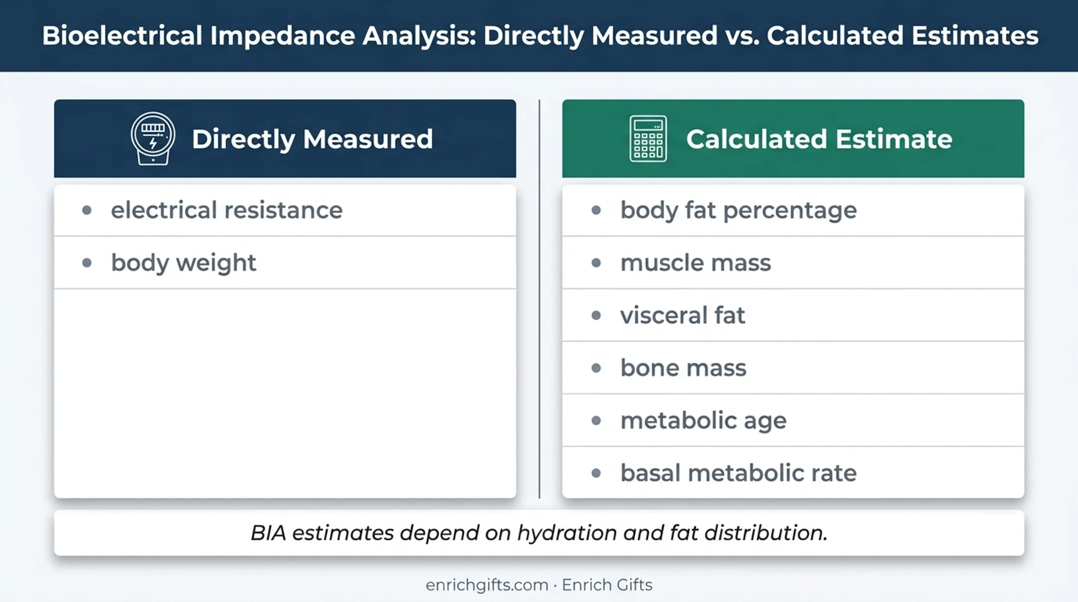 Directly measured versus estimated body composition scale metrics